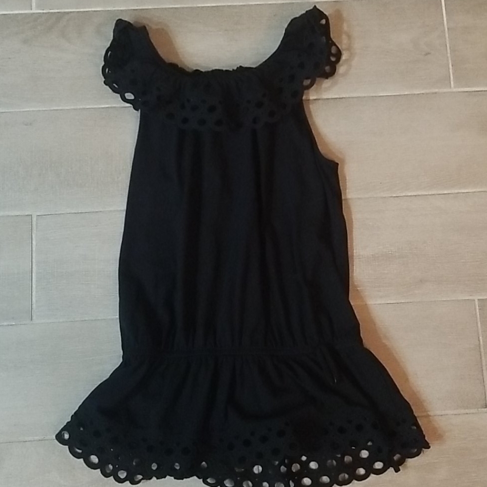 Womens black ruffle tank top